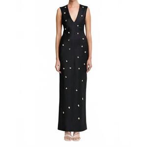 Acler Black Maxi Dress with Gold Details